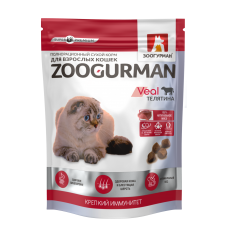 Полнорационный сухой корм для взрослых кошек Zoogurman, Телятина/Veal, 0.35кг